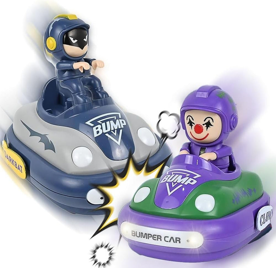 2 Pack RC Bumper Cars for Kids – Bat Design, Lights, Sound & Ejecting Drivers