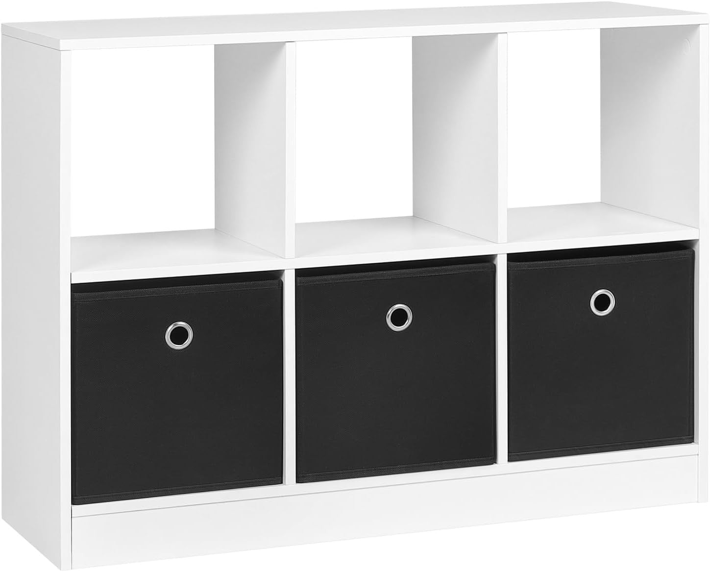 Modern 6-Cube Storage Bookcase with Fabric Drawers | Wide Display Shelf Unit