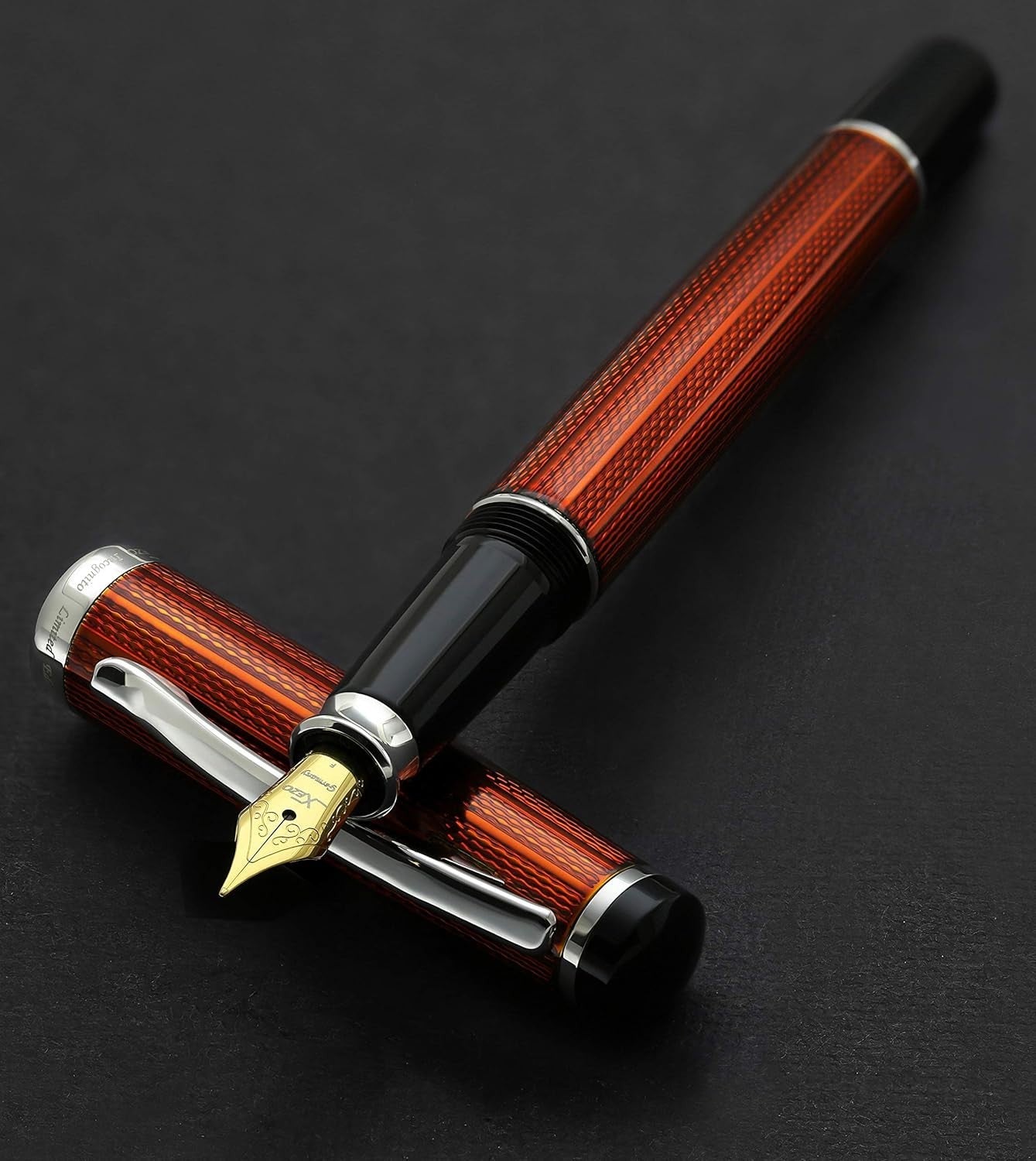Limited Edition Luxury Fountain Pen Fine Nib Platinum Trim Gift Set