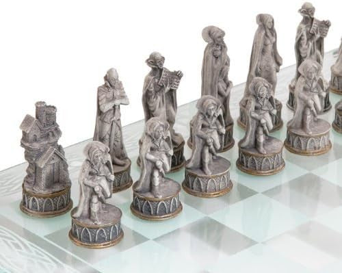 Luxury Vampire & Werewolf Chess Set 44cm | Hand-Painted Resin Pieces on Glass Bo