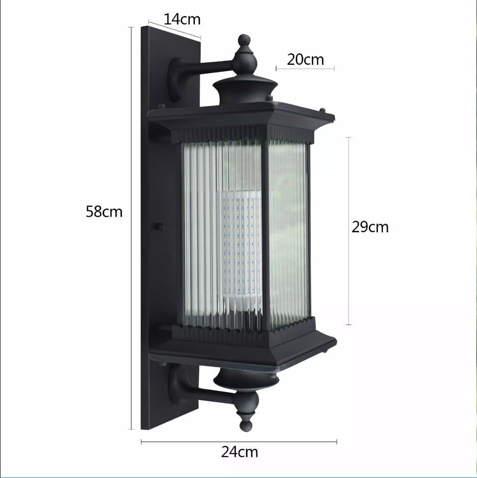 Elegant Brown Outdoor Wall Lantern, Vintage Garden Light Fixture with Glass Shad