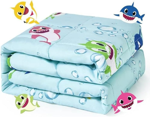 Kids Weighted Blanket Blue Shark 2.3kg 90x120cm Crystal Velvet Cozy