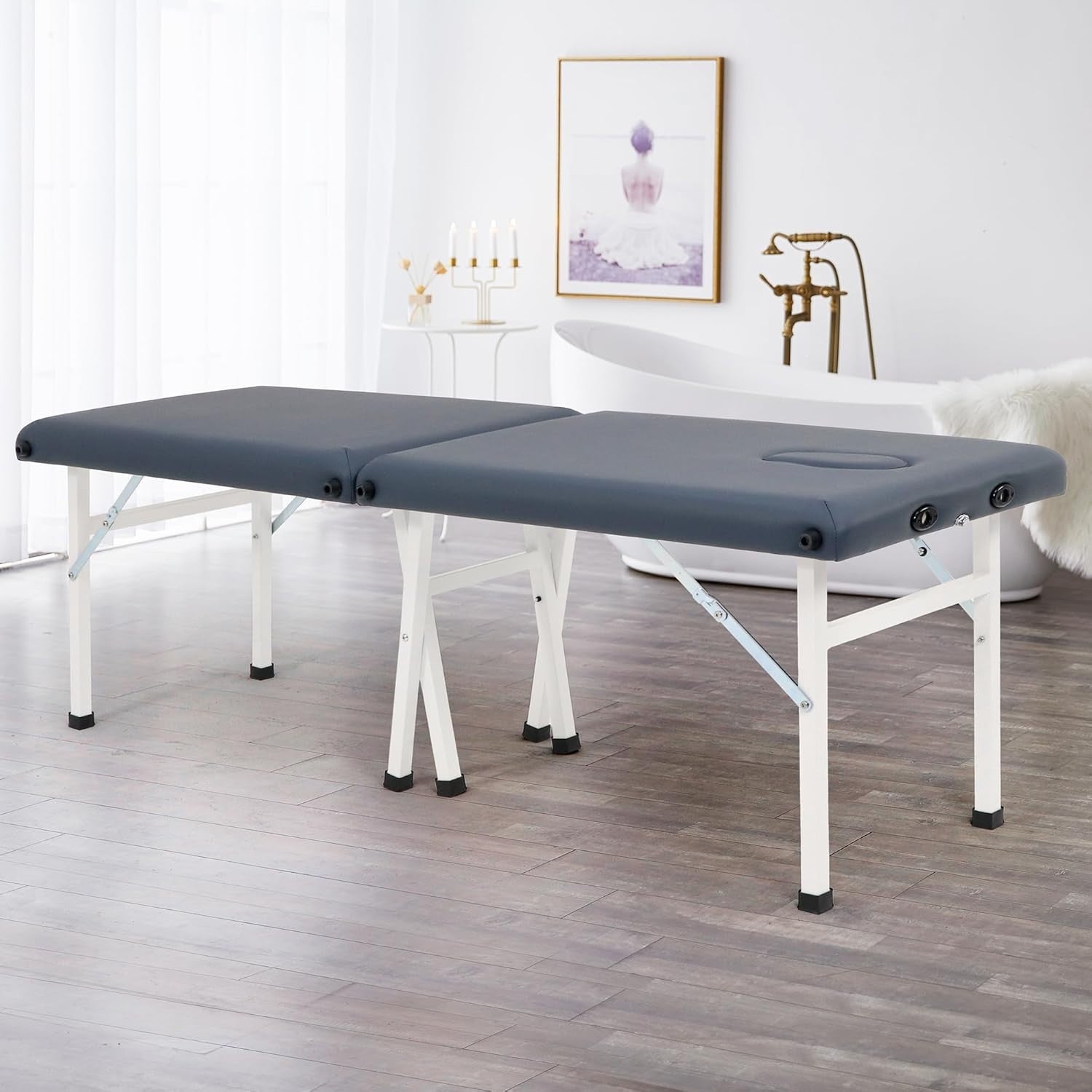 61cm Portable Massage Table Lightweight Spa Bed Folding Therapy Couch Blue