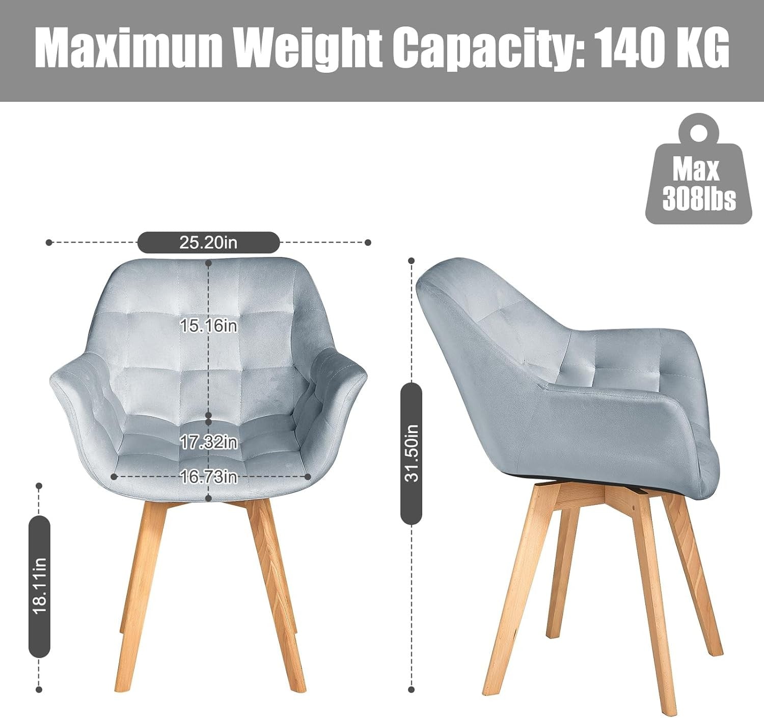 Grey Velvet Swivel Armchair Tub Chair Wooden Legs