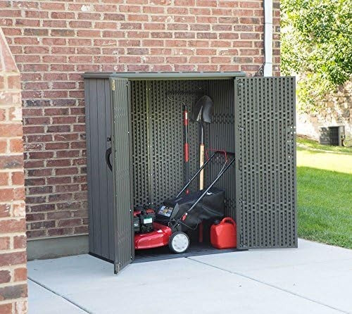 Vertical Garden Storage Shed 53 Cu Ft Waterproof Outdoor Tool Box Brown