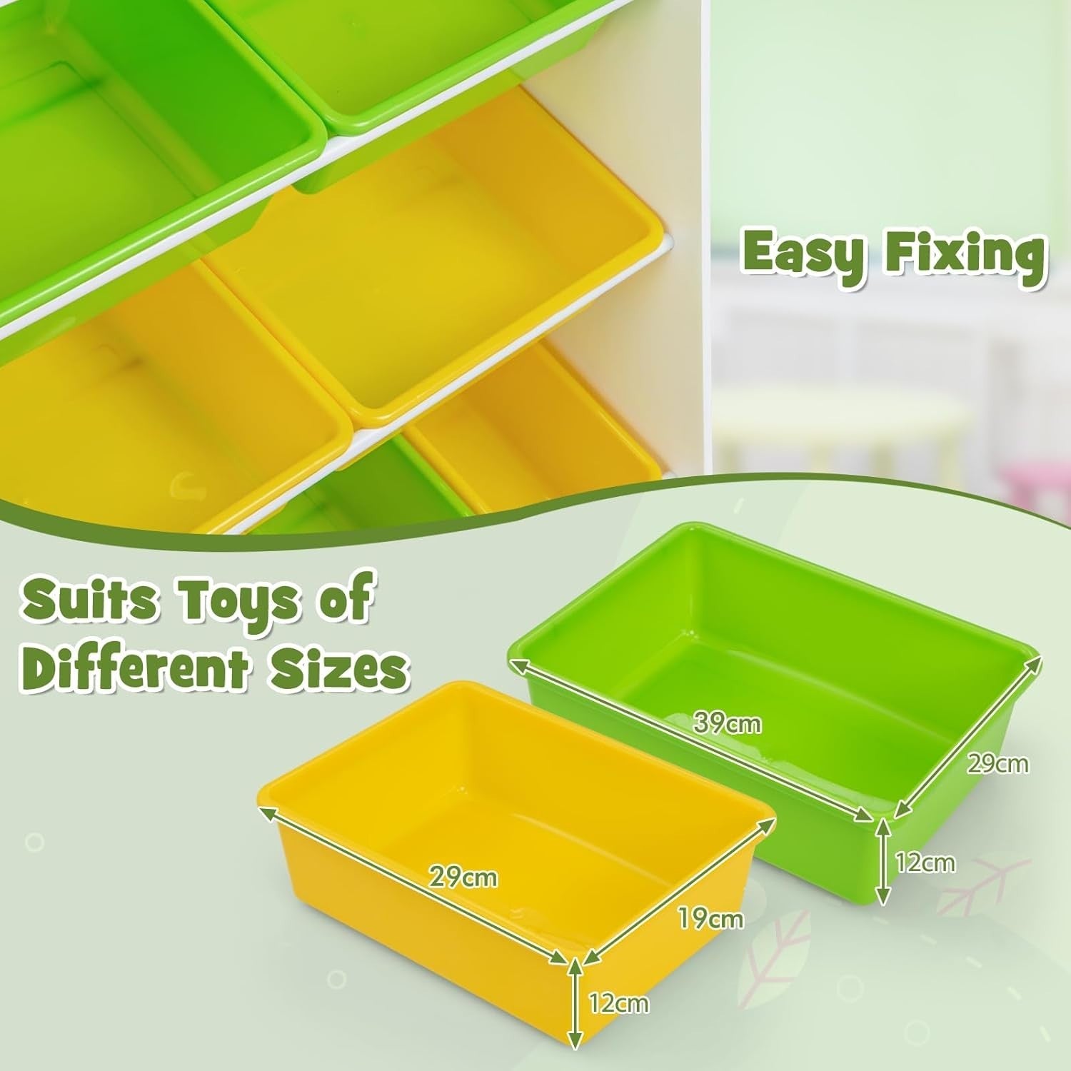 4 Tier Kids Toy Storage Organizer with Bins & Cabinet Bookshelf Unit White