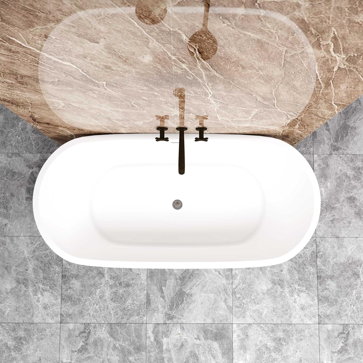 1700x800mm Modern Freestanding Double Ended Bath Tub White Gloss Acrylic Spa