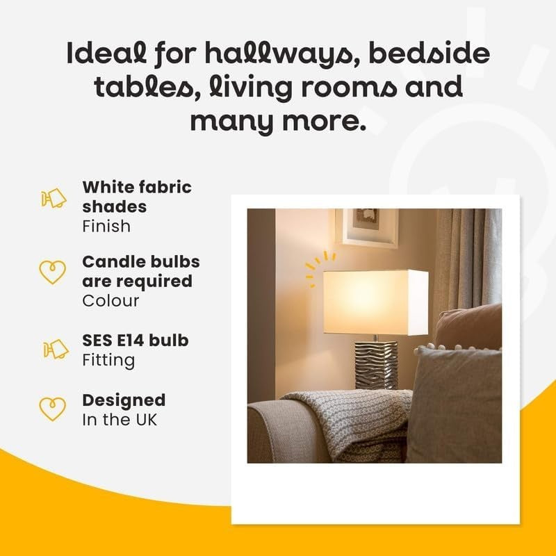 Modern Ceramic Table Lamps with Ripple Effect & White Shade, Pair