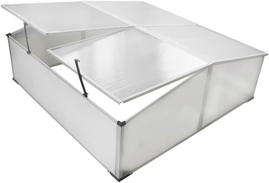 Cold Frame Greenhouse 108x110x41cm | 4-Lid Polycarbonate UV-Resistant Plant Box