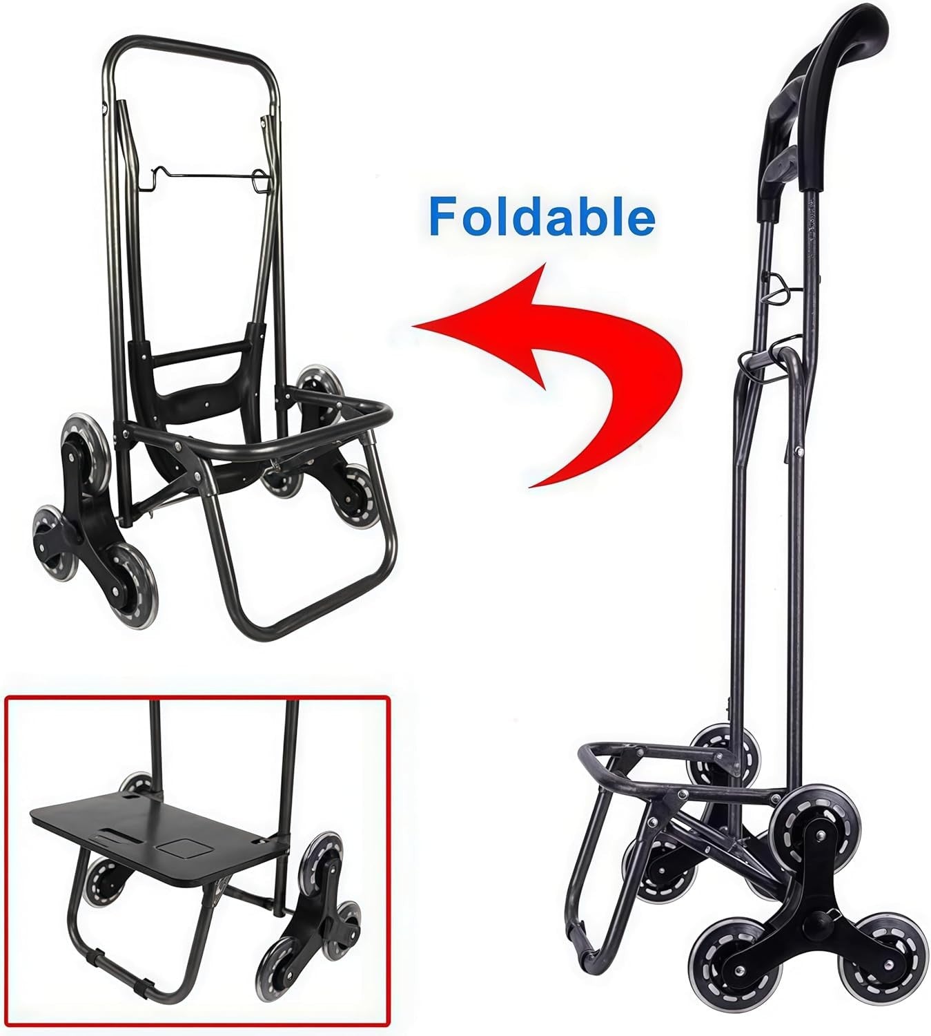 Lightweight 6-Wheel Stair Climber Trolley Foldable Large-Capacity Waterproof