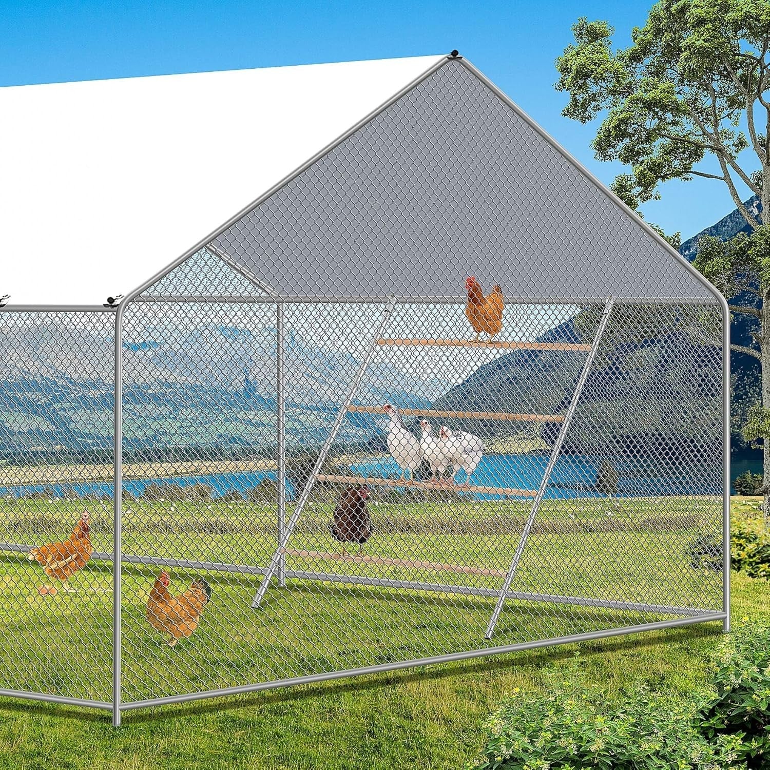 Chicken Roosting Ladder Perch 55.1x41.1in Wood Metal