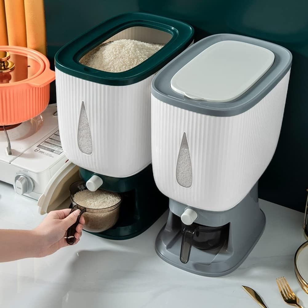 10KG Automatic Rice Dispenser Sealed Grain Storage Bucket with Cup