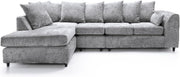 Light Grey L Shape Sofa 5 Seater – LH Corner Chenille Couch with Footstool