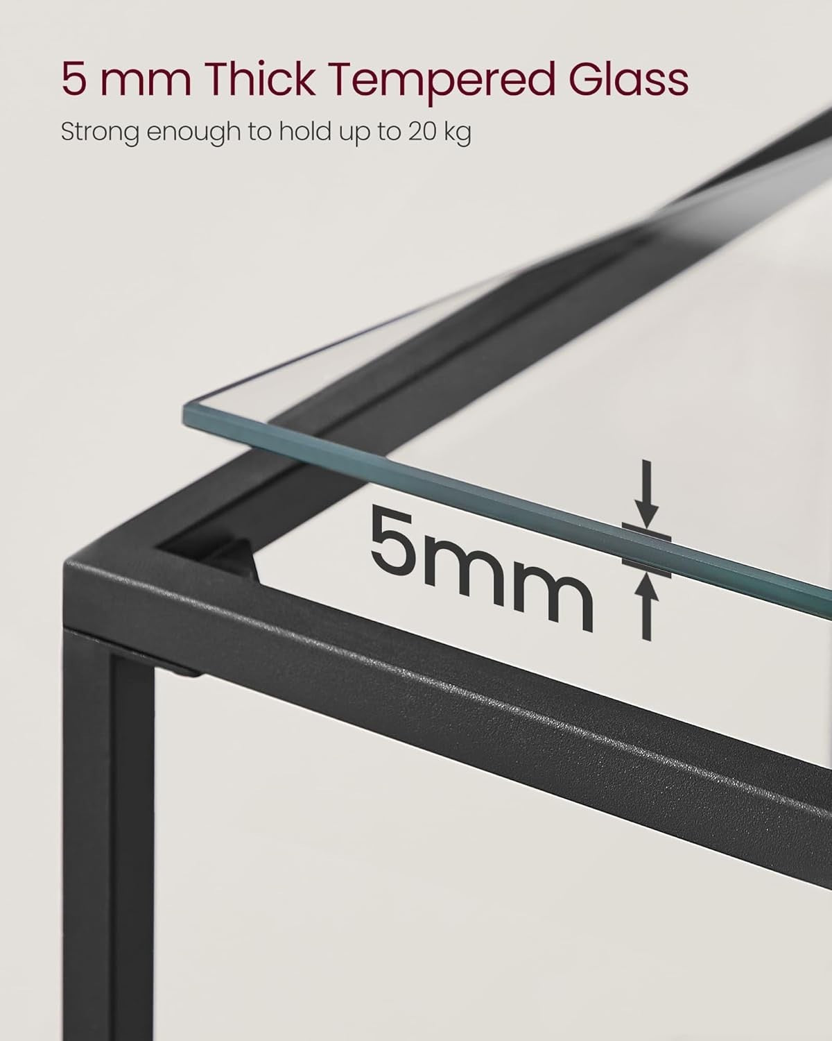 Console Table Black Metal Frame Tempered Glass | 2 Tier 35D x 100W x 80H cm