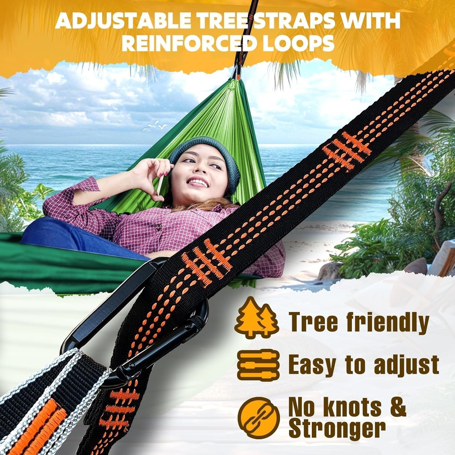 Ultra-Light Camping Hammock 300kg Load, Quick-Dry Parachute Nylon, Portable