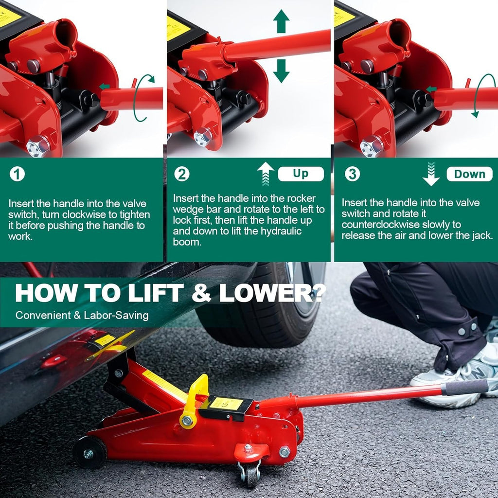 1.5 Ton Racing Trolley Jack Hydraulic Car Jack 135–320mm Lightweight Quick Lift