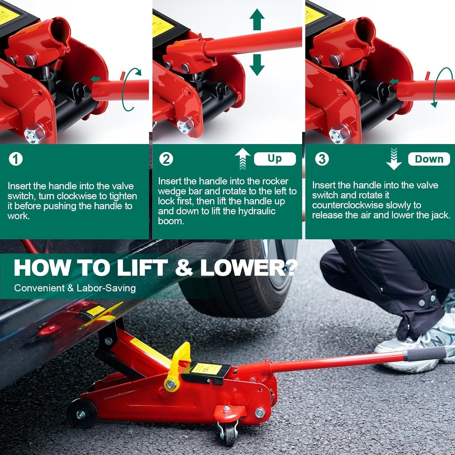 1.5 Ton Racing Trolley Jack Hydraulic Car Jack 135–320mm Lightweight Quick Lift
