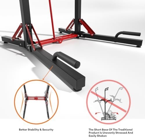 Black Foldable Power Tower Pull Up Dip Station Adjustable Home Gym 600lbs