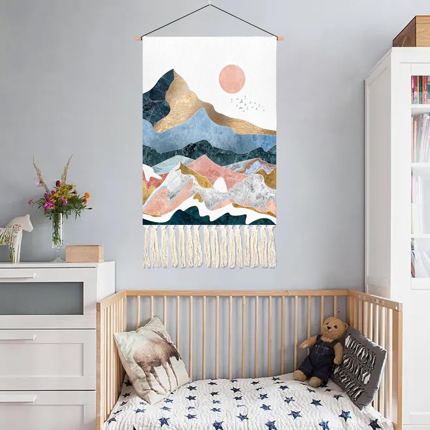 Macrame Wall Hanging Tapestry 35x60cm Boho Sun Goose Decor