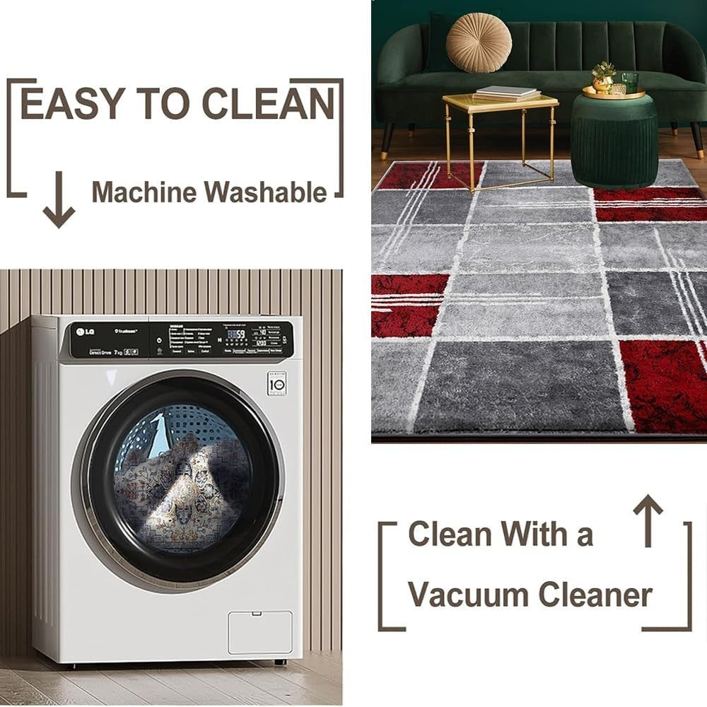 Red Door Mat Rug 60x110cm Soft Thick Pile Non Shed Indoor Kitchen Hallway
