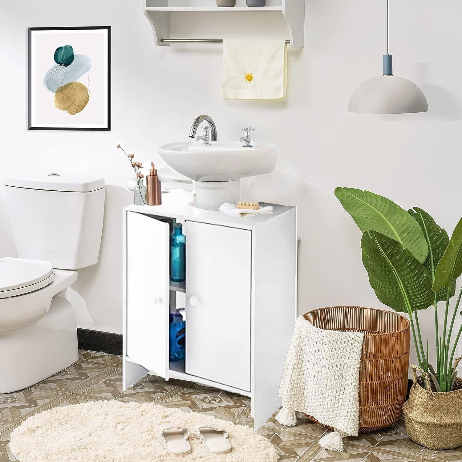Modern White Under Sink Bathroom Cabinet Storage Cupboard Vanity Unit