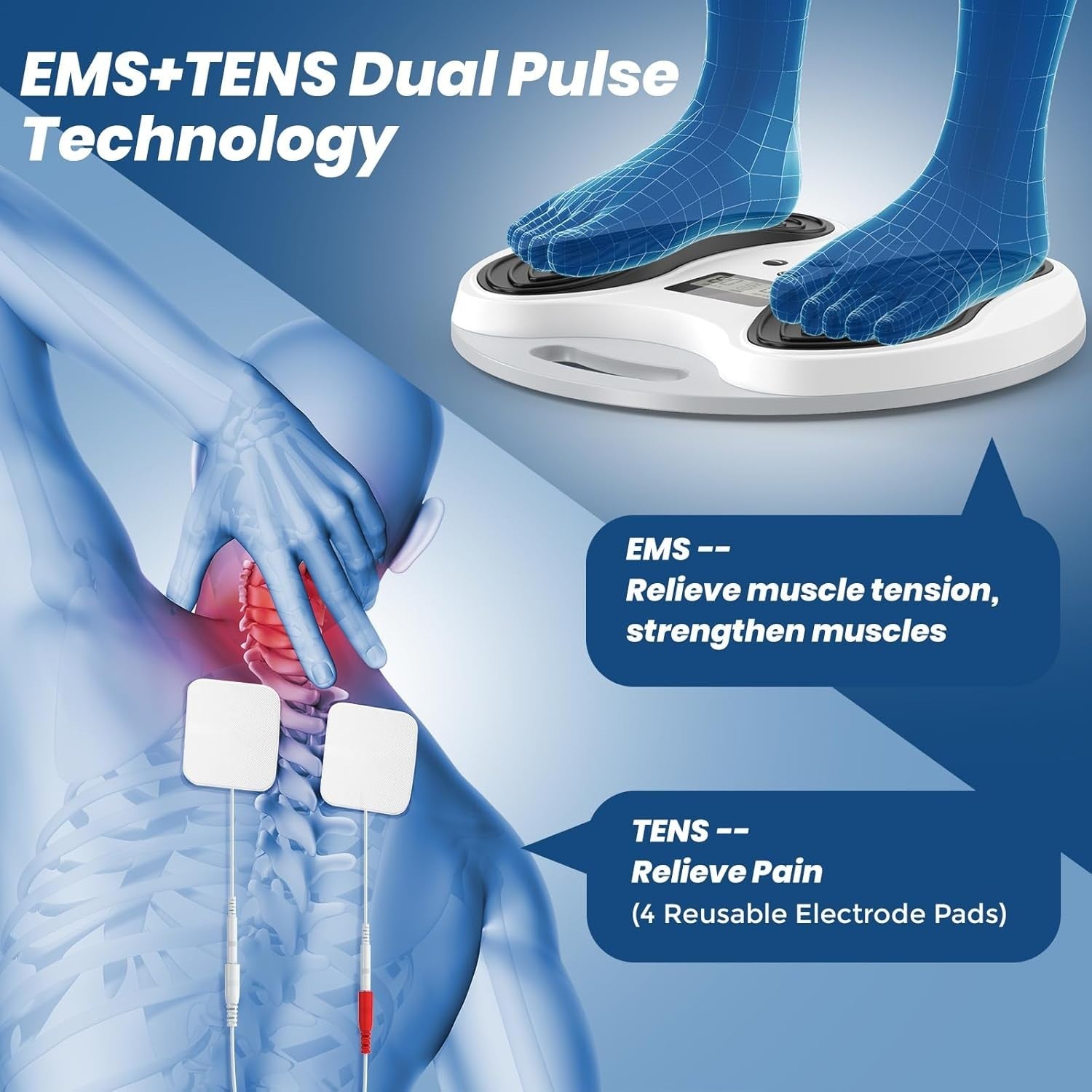 EMS Foot Circulation Massager for Neuropathy Pain Relief & Leg Recovery
