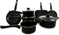 10Pcs Black Non Stick Cookware Pots and Pans Set with Glass Lids & Grill Pan