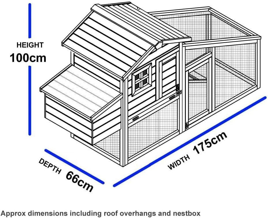 Medium Wooden Chicken Coop with Run Nest Box Slide Out Tray Secure
