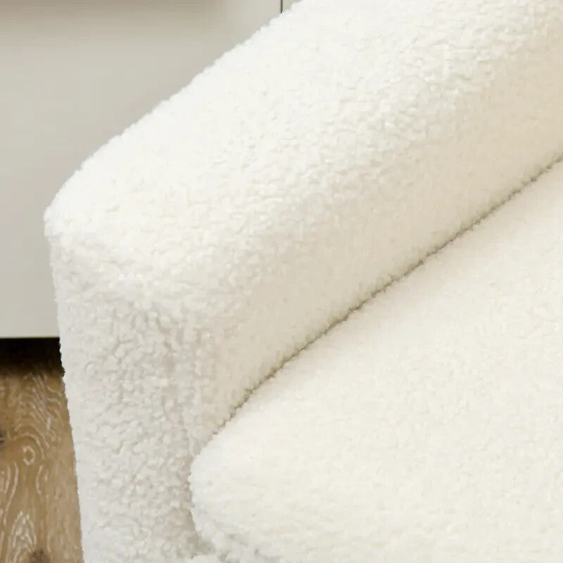 Cream Teddy Armchair Upholstered Lounge Sofa Chair Wooden Legs Seat