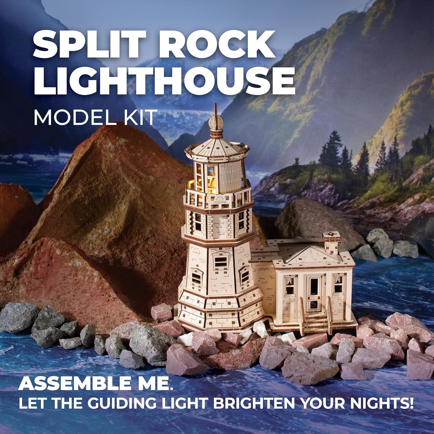 3D Wooden Lighthouse Puzzle with LED Nightlight – DIY Model Kit Gift
