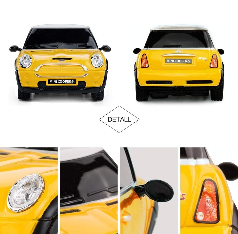 Mini Cooper S 1:24 RC Car – Yellow Remote Control Toy Car for Kids & Adults