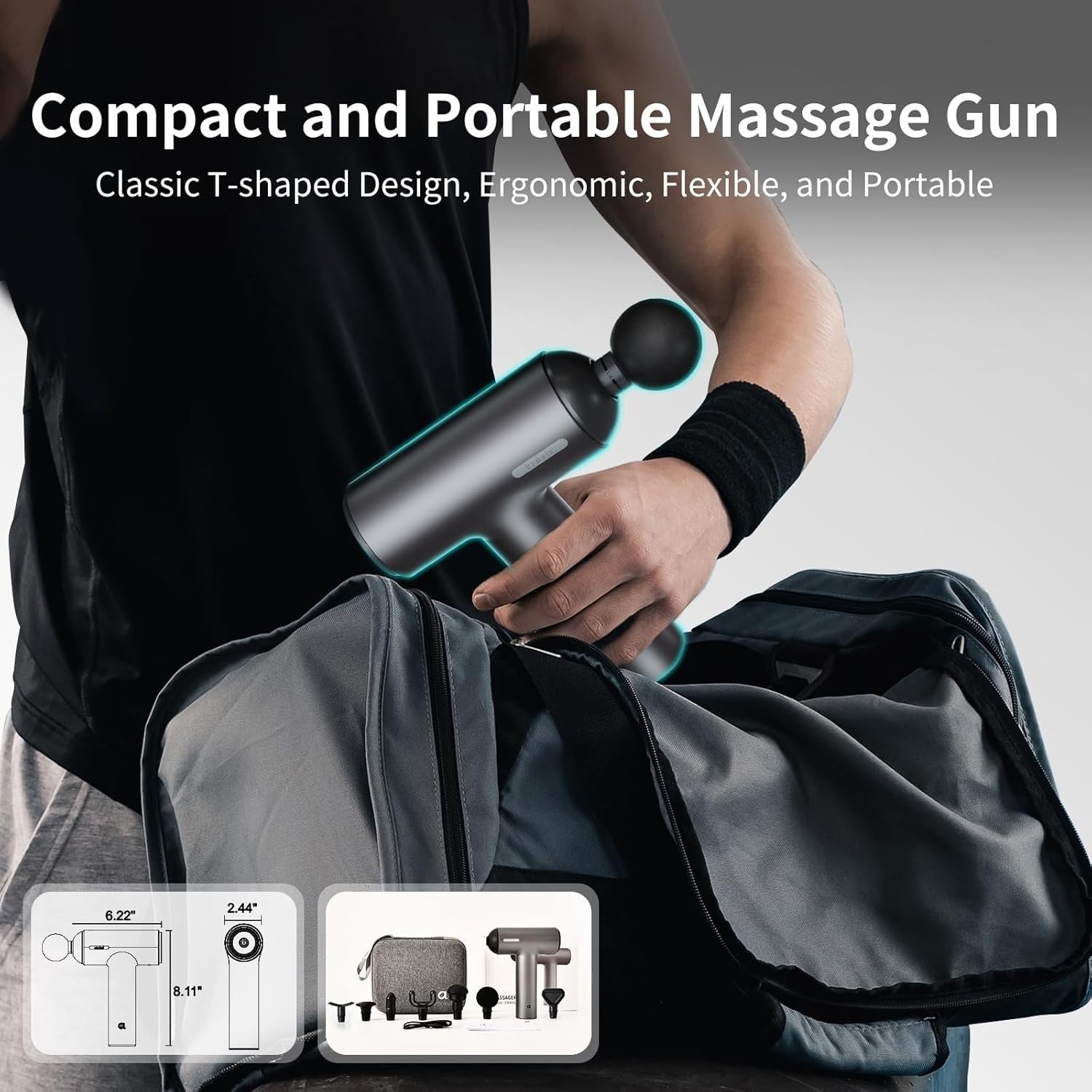 Deep Tissue Massage Gun Percussion Muscle Relief 6 Speeds LCD Portable