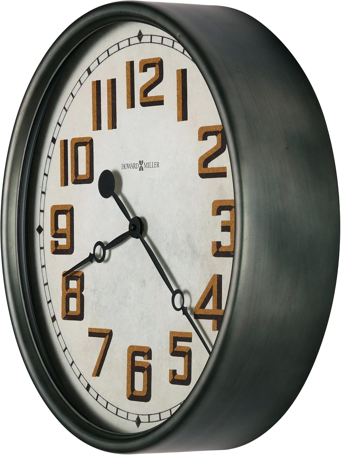50cm Silent Wall Clock Vintage Charcoal Grey Analog with Gold Numbers