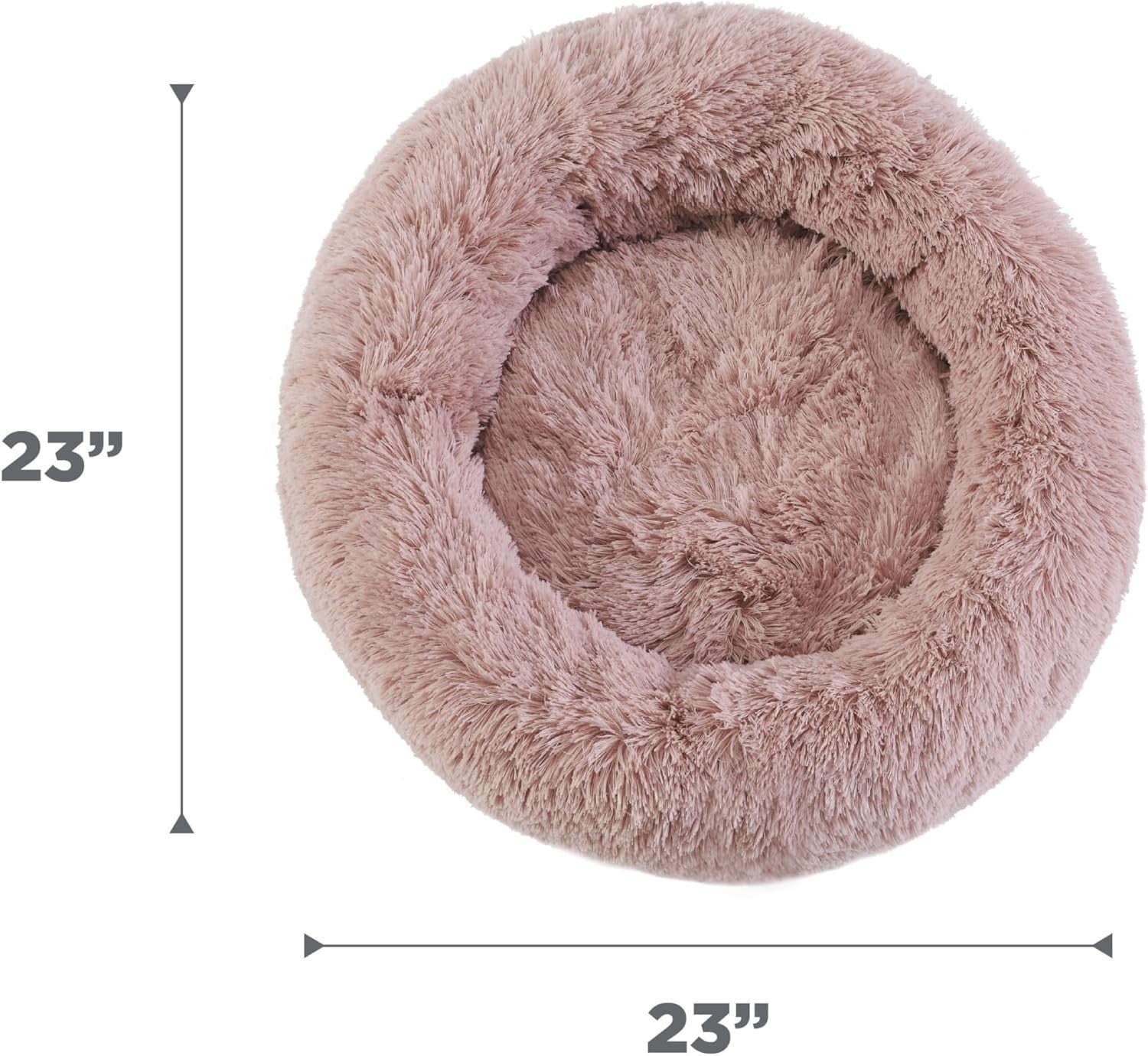 Calming Donut Dog Bed 23x23 Dusty Rose Anti Anxiety Small