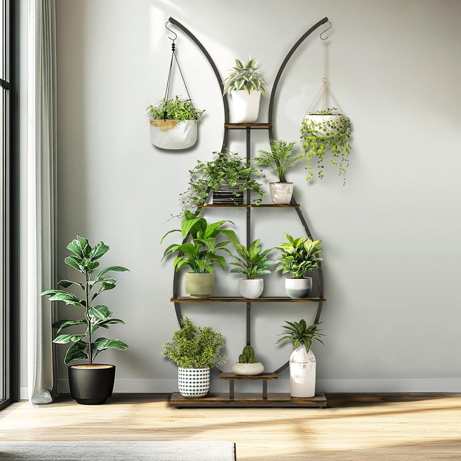 Tall Vase Shape Metal Plant Stand Indoor Outdoor Flower Shelf Display Rack
