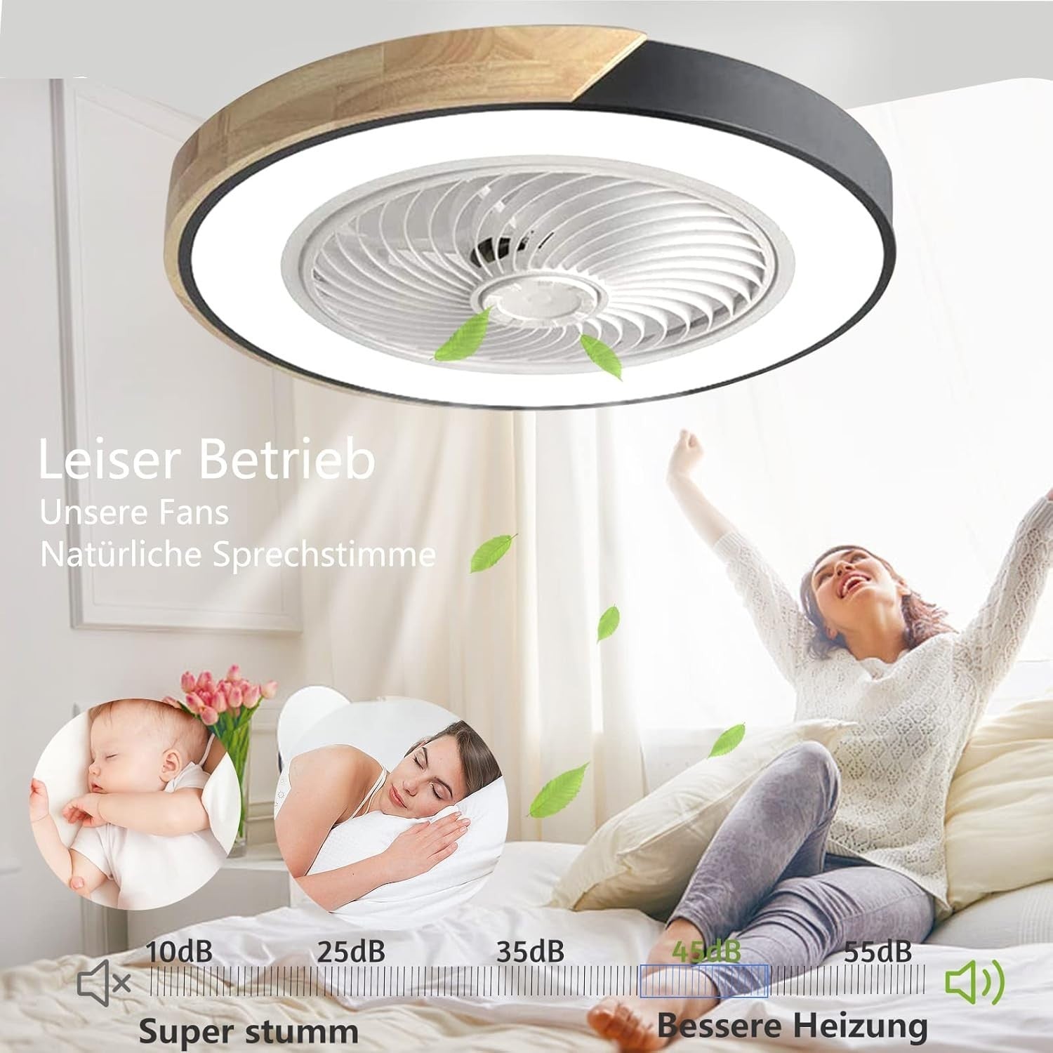 50cm Wildcat Ceiling Fan Light, 6-Speed Dimmable Reversible LED, Quiet Black