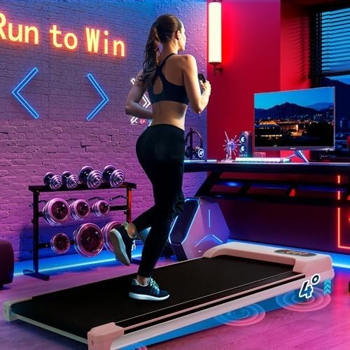 Portable Under Desk Walking Pad 1–6km/h Quiet Treadmill w/ LED & Remote