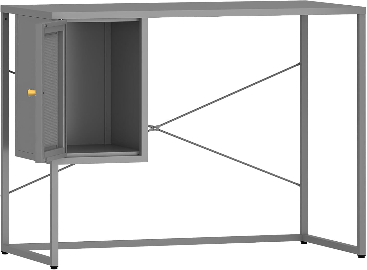 Grey Metal Computer Desk w/Storage Compartment | 100cm Home Office Table