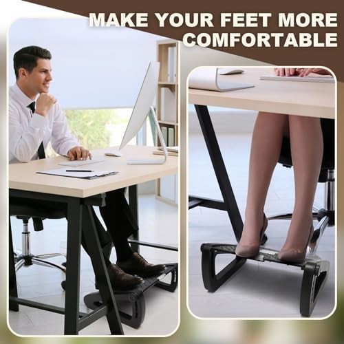 Adjustable Under Desk Foot Rest 6 Heights Ergonomic Massage Office Home