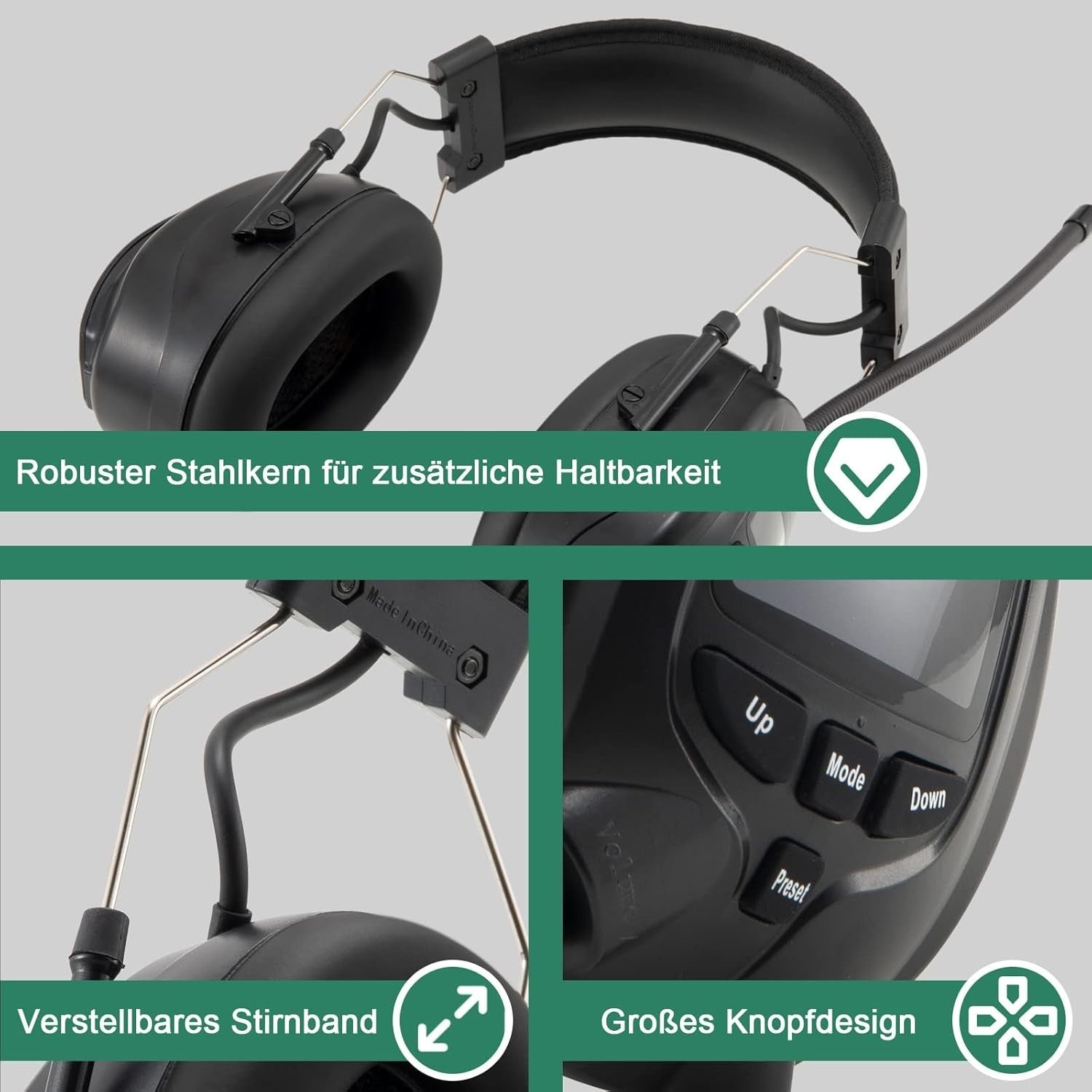 Ear Defenders with DAB+/FM Radio & Bluetooth 5.3 Wireless Safety SNR 30dB