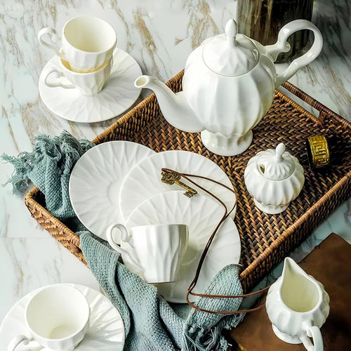 15pc Fine Bone China Tea Set Peacock Design Teapot Cups Saucers