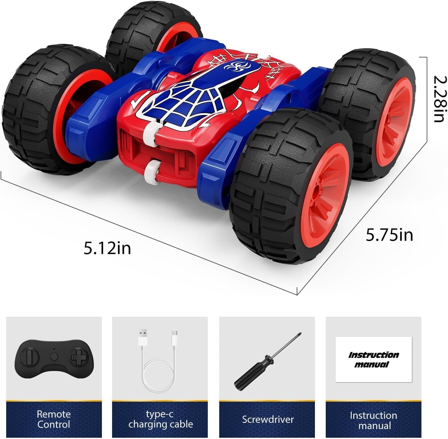 360° Flip RC Stunt Car for Kids 3-12 | 4WD Double-Sided Light Up Toy Truck