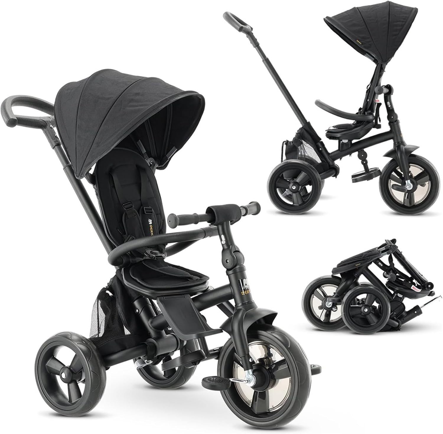 5 in 1 Toddler Tricycle Foldable Push Along Bike Swivel Seat 9M-4Y