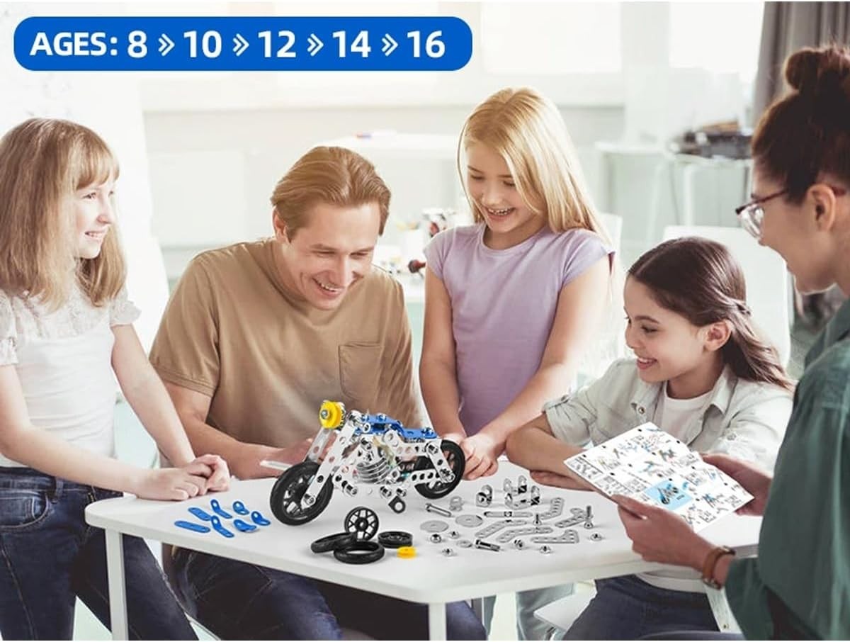 STEM Metal Motorcycle Building Kit 139pcs Toy Model Set for Kids Age 5+