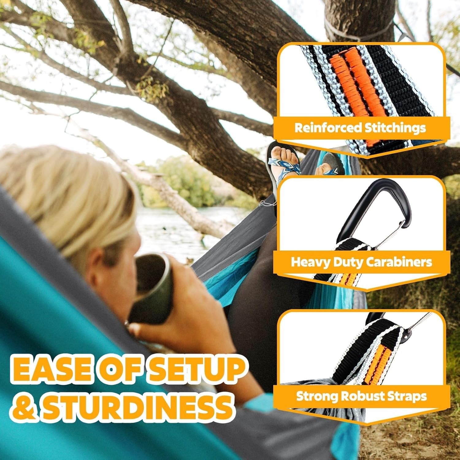 Ultra-Light Camping Hammock 300kg Load, Breathable Nylon, Portable Travel