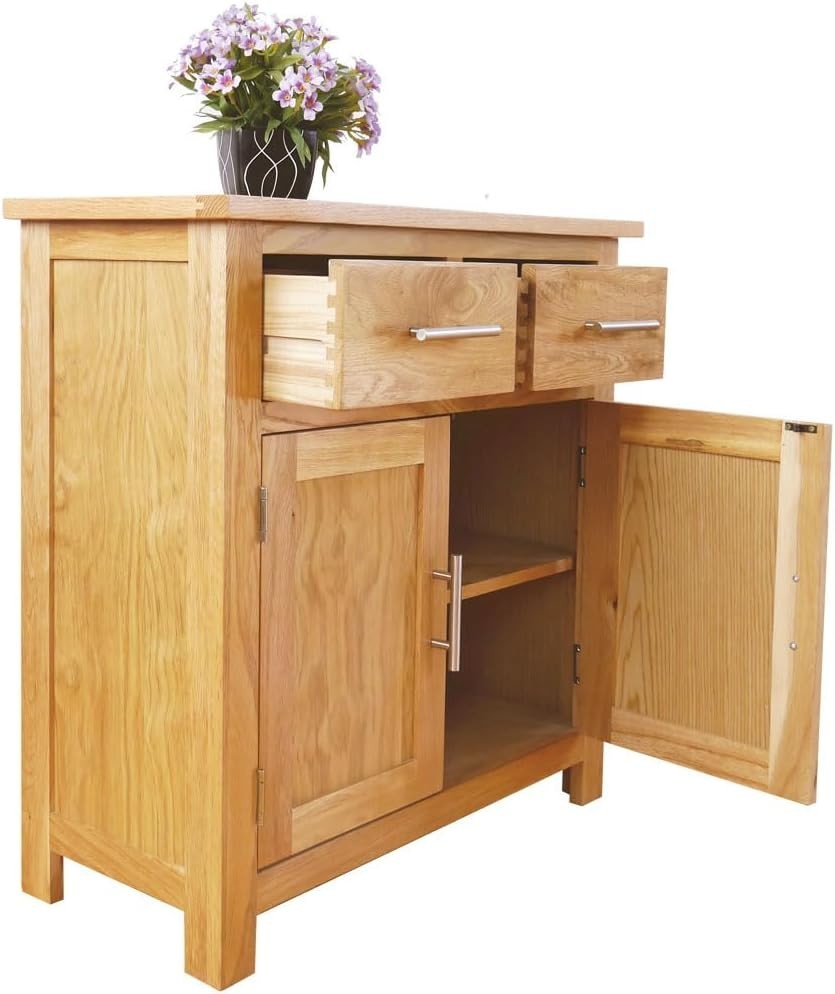 Oak Sideboard Cabinet 2 Doors 2 Drawers Storage Buffet for Dining Living Room