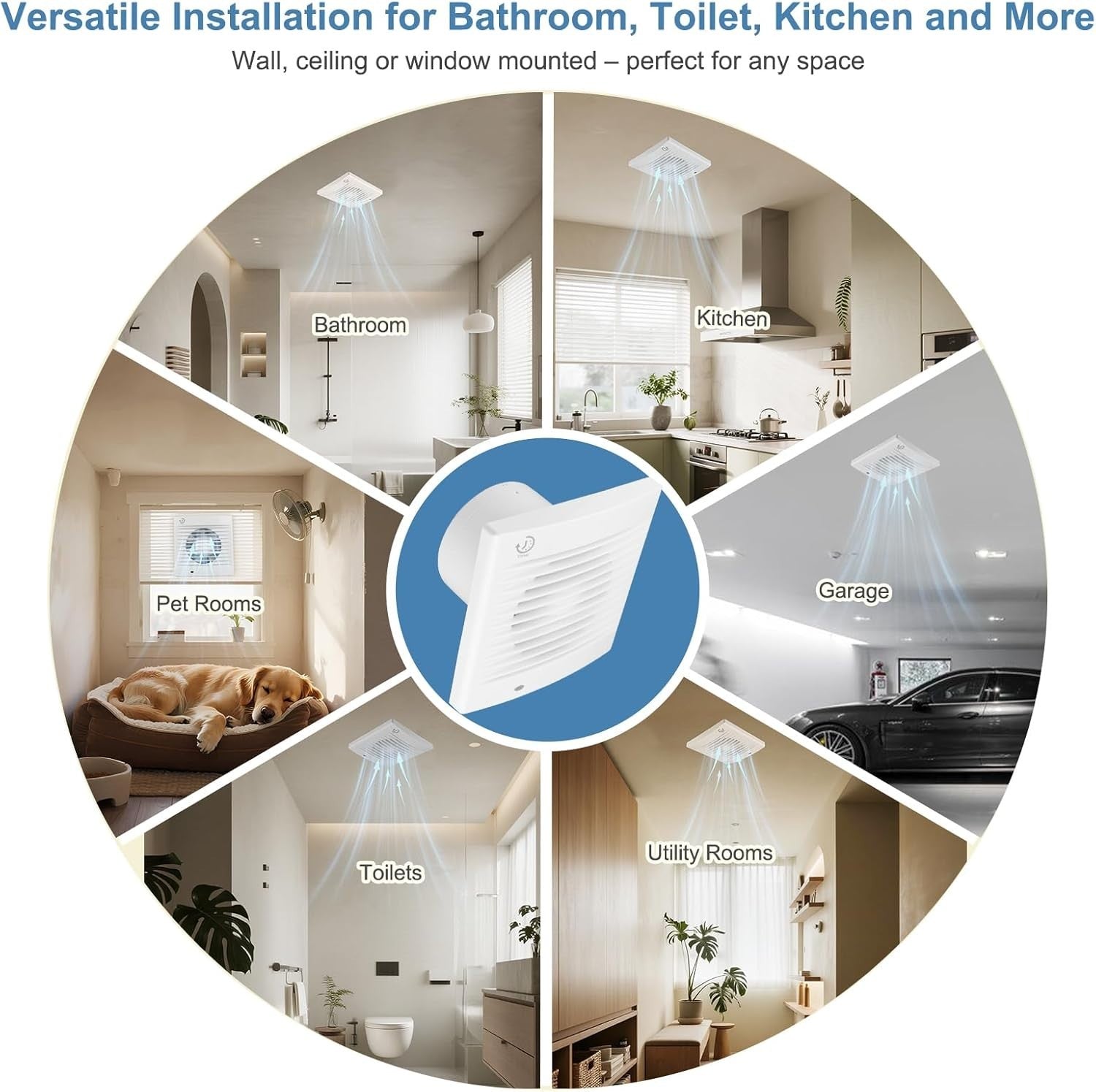 Minleer 100mm Silent Bathroom Extractor Fan, 12W, Timer, Wall/Ceiling, White