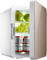 10L Mini Fridge Portable Gold Glass Door AC/DC Bedroom Camping Use