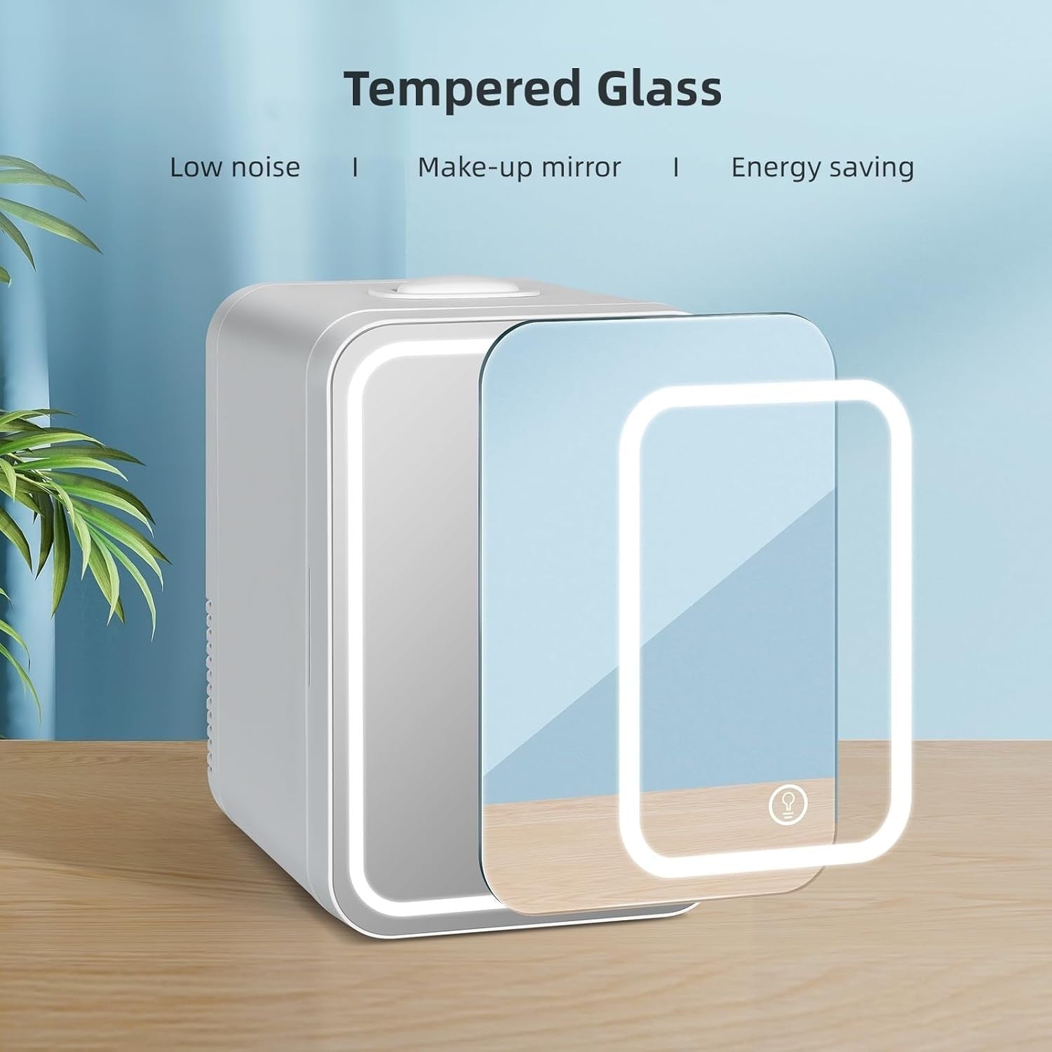 Portable Mini Skincare Fridge 8L LED Mirror AC/DC Bedroom Car Cooler