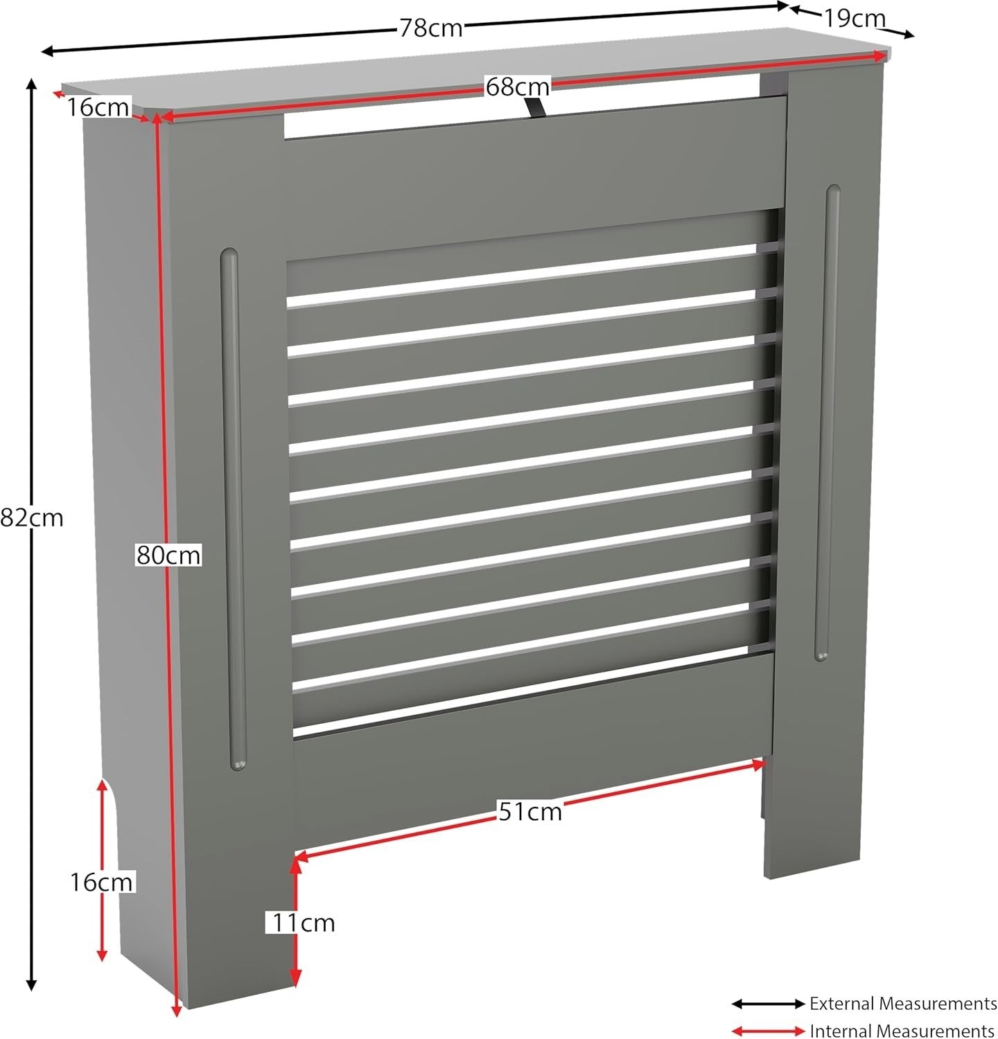 Small Olive Grey Radiator Cover MDF Cabinet Modern Design 82x78x19cm